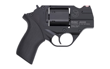 Picture of Chiappa Firearms Rhino 200D, Revolver, Double Action Only, 357 Magnum/38 Special, 2" Barrel, Alloy Frame, Rubber Grips, 6Rd, Matte Finish, Black, Fiber Optic Sights, Includes Leather Holster and 3 Moon Clips CF340.217