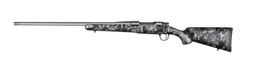 Picture of Christensen Arms Mesa FFT 300 PRC 3+1 22" Threaded Barrel, Tungsten Gray Cerakote, Black with Gray Webbing Stock, Left Hand 8010112100