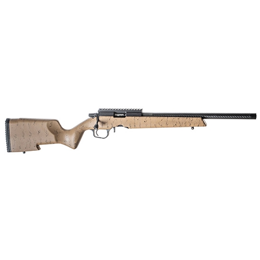 Picture of Christensen Arms Ranger 22, Bolt Action Rifle, 22 LR, 18" Threaded Carbon Fiber Barrel, 1/2x28, Anodized Finish, Black, Carbon Fiber Composite Stock, Tan with Black Webbing, 10 Rounds, 1 Magazine 801-12001-00 8011200100