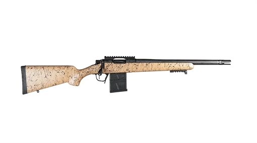 Picture of Christensen Arms Ridgeline Scout, Bolt Action Rifle, 223 Remington, 16" Carbon Fiber Wrapped Threaded Barrel, 1/2x28, 3-Prong Flash Hider, 1:8 Twist, Black Nitride Finish, Tan/Black Carbon Fiber Composite Stock, TriggerTech Flat Trigger, 5 Rounds, 1 Magazine 801-06122-00 8010612200