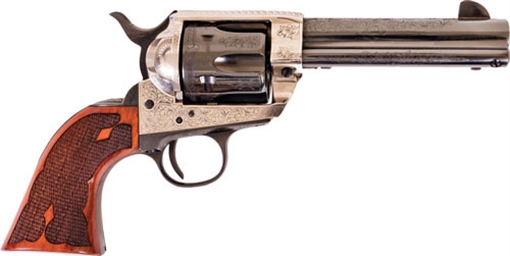 Picture of Cimarron Frontier 357 Mag 6 Shot 4.75" Blued Barrel, Blued Cylinder, Old Silver Engraved Frame, Checkered Walnut Grip PP400LSFW