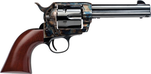 Picture of Cimarron Frontier Pre-War 1896-1940 45 Colt (LC) 6 Shot, 4.75" Blued Steel Barrel, Blued Cylinder, Color Case Hardened Steel Frame, Walnut Grip, Exposed Hammer PP410