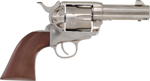 Picture of Cimarron Pistolero, Single Action Only, 9MM, 3.5" Barrel, Steel, Nickel Finish, Walnut Grips, Fixed Sights, 6 Rounds PPP9MMN3.5