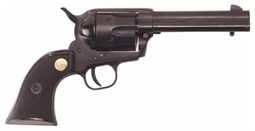 Picture of Cimarron Plinkerton 22 LR 6 Shot 4.75" Matte Black Steel Barrel, Frame & Cylinder, Black Checkered Plastic w/Medallion Grip, Exposed Hammer ASPLINK1