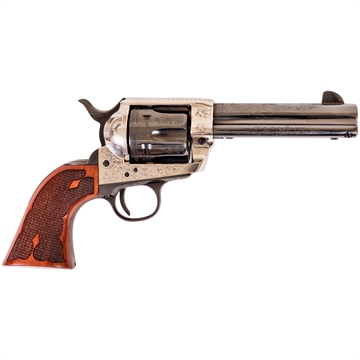 Picture of Cimarron Frontier Pre-War 1896-1940 45 Colt (LC) 6 Shot, 4.75" Blued Steel Barrel, Blued Cylinder, Old Silver Engraved Steel Frame, Checkered Walnut Grip, Exposed Hammer PP410LSFW