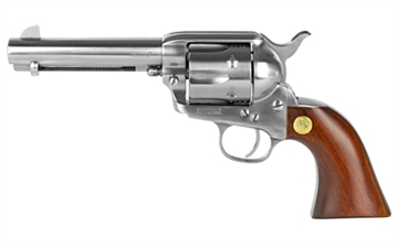 Picture of Cimarron Model P, Stainless Frontier, Single Action Only, 45LC, 4.75" Barrel, Steel, Stainless Finish, Wood Grips, Fixed Sights, 6 Rounds MP4500