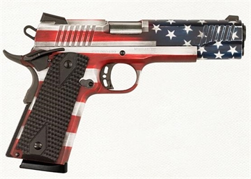 Picture of Citadel M1911 Government 45 ACP 8+1, 5" Stainless Steel Barrel, American Flag Cerakote Serrated Steel Slide, Steel Frame w/Beavertail, Ambidextrous CIT45FSPUSA