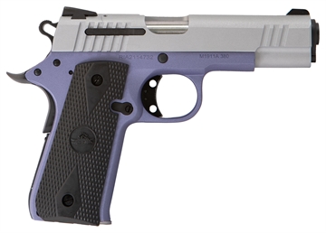 Picture of Citadel M1911 Baby Compact Frame 380 ACP 7+1, 3.75" Stainless Steel Barrel, Silver Serrated Steel Slide, Crushed Orchard Cerakote Aluminum Frame w/Beavertail, Ambidextrous CIT380OLALA