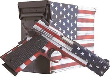 Picture of Citadel M1911 Flag 45 ACP 8+1, 5" Stainless Steel Barrel, American Flag Cerakote Serrated Steel Slide, Steel Frame w/Beavertail, Features Matching Ammo Can, Ambidextrous CITC45FUSAAC