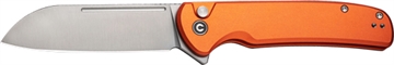 Picture of Civivi Knives C20022B-2 Chevalier II EDC 3.47" Folding Sheepsfoot Plain Satin 14C28N Steel Blade, Orange Aluminum Handle C20022B-2 C20022B2