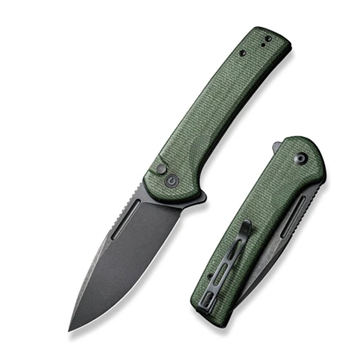 Picture of Civivi Knives C21006-2 Conspirator 3.48" Folding Plain Black Stonewashed Nitro-V Steel Blade, Green Textured Micarta Handle C21006-2 C210062
