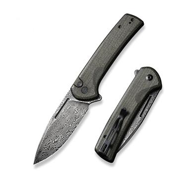 Picture of CIVIVI KNIFE CONSPIRATOR 3.48" DK GREEN MICARTA/BLK DAMASCUS C21006DS1