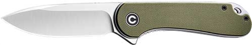 Picture of Civivi Knives Elementum 2.96" Folding Plain Satin D2 Steel Blade, 4.03" Green Textured G10 Handle C907E