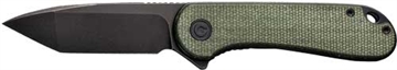 Picture of Civivi Knives C907T-E Elementum 2.96" Folding Tanto Plain Black Stonewashed D2 Steel Blade, 4.03" Green Textured Micarta Handle C907T-E C907TE