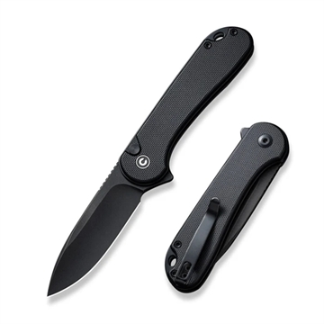 Picture of Civivi Knives C18062P-1 Elementum II EDC 2.96" Folding Drop Point Plain Black Stonewashed Nitro-V Steel Blade, Black Textured G10 Handle C18062P-1 C18062P1