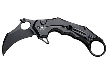 Picture of Civivi Knives C16016B-1 Incisor II 2.02" Folding Karambit Plain Black Nitro-V Steel Blade, Black w/Finger Ring Aluminum Handle C16016B-1 C16016B1