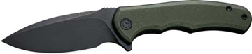 Picture of Civivi Knives C18026C-1 Praxis Mini 2.98" Folding Drop Point Plain Black Stonewashed D2 Steel Blade, OD Green Textured G10 Handle C18026C-1 C18026C1