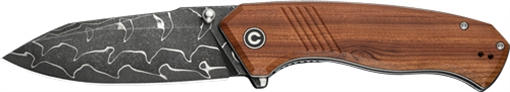 Picture of CIVIVI KNIFE PLACOID 3.67" WOOD/DIMASCUS BLADE LINER LOCK C23079DS1