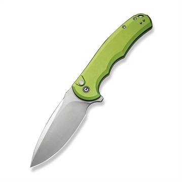 Picture of Civivi Knives C18026E-3 Praxis 3.75" Folding Drop Point Plain Satin Nitro-V Steel Blade, Lime Green Aluminum Handle C18026E-3 C18026E3
