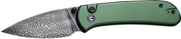 Picture of CIVIVI KNIFE QUIBIT 2.98" GREEN/DAMASCUS BUTTON LOCK C22030EDS1