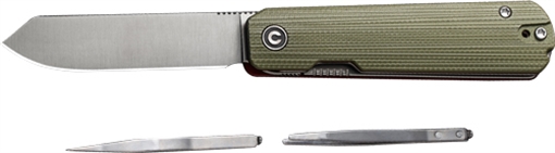 Picture of Civivi Knives C21004B-1 Sendy 2.83" Folding Spey Point Plain Satin Nitro-V Steel Blade. Green Textured G10 Handle C21004B-1 C21004B1