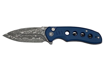 Picture of CIVIVI Knives CIVIVI Triptych Flipper & Thumb Stud & Button Lock Knife Blue Canvas Micarta Handle (2.97"" Damascus Blade) C23085B-DS1 C23085BDS1