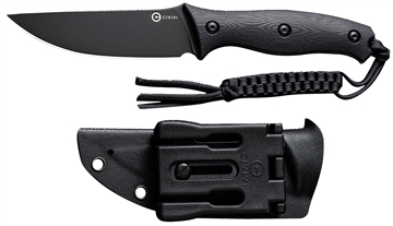 Picture of Civivi Knives Stormridge 3.92" Fixed Straight Back Plain Black Stonewashed Nitro-V Steel Blade, Black Textured G10 Handle C23041-1