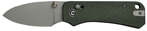 Picture of Civivi Knives Baby Banter 2 2.34" Folding Drop Point Plain Gray Stonewashed Nitro-V Steel Blade, Green Textured Canvas Micarta Handle C23074-3