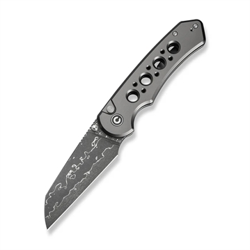 Picture of CIVIVI Knives CIVIVI Pragma Prime Thumb Stud & Button Lock Knife Gray Aluminum Handle (3.49"" Damascus Blade)    C24067-DS1
