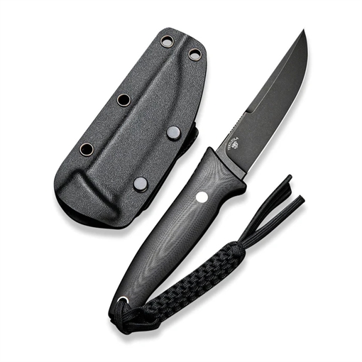 Picture of Civivi Knives Tamashii 4.07" Fixed Straight Back Plain Black Stonewashed D2 Steel Blade, 4.73" Black Textured G10 Handle C19046-3