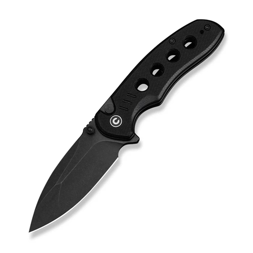 Picture of CIVIVI Knives CIVIVI Triptych Flipper & Thumb Stud & Button Lock Knife Black G10 Handle (2.97"" Black Stonewashed 14C28N Blade) C23085B-1