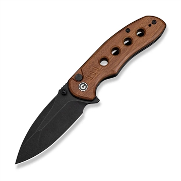 Picture of CIVIVI Knives CIVIVI Triptych Flipper & Thumb Stud & Button Lock Knife Guibourtia Wood Handle (2.97"" Black Stonewashed 14C28N Blade) C23085B-3
