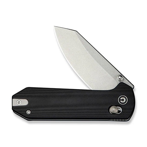 Picture of Civivi Knives Yonder 2.88" Folding Spey Point Plain Stonewashed 14C28N Steel Blade, Black Textured G10 Handle C23073-1
