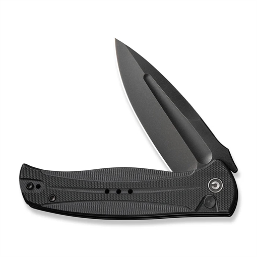Picture of Civivi Knives Incindie 3.48" Folding Spear Point Plain Black Stonewashed 14C28N Steel Blade, Black Textured G10 Handle C23053-1