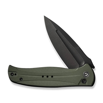 Picture of Civivi Knives Incindie 3.48" Folding Spear Point Plain Black Stonewashed 14C28N Steel Blade, OD Green Textured G10 Handle C23053-2