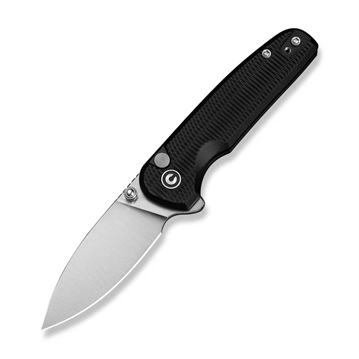 Picture of CIVIVI Knives Mini Shakan Flipper & Thumb Stud & Button Lock Knife Ripple Patterned Black Aluminum Handle (2.48"" Satin Finished Nitro-V Blade) C20052F-1 724065715777