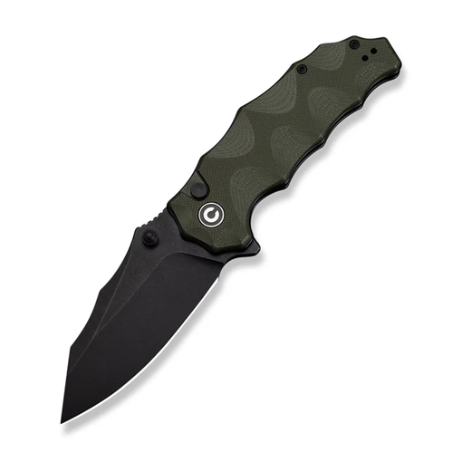 Picture of CIVIVI Knives Natterjack Flipper & Thumb Stud & Button Lock Knife Milled OD Green G10 Handle CIV-C24028-1