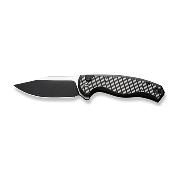 Picture of Civivi Knives Stormhowl 3.30" Folding Clip Point Plain Black Stonewashed Nitro-V Steel Blade, Milled Black Aluminum Handle C23040B-1