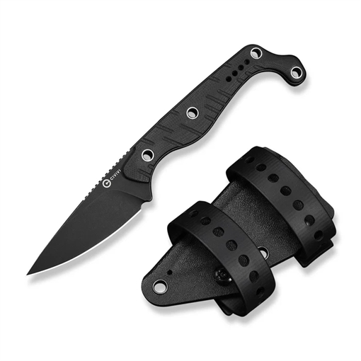 Picture of CIVIVI Knives SOKN Fixed Blade Knife Black G10 Handle (2.82"" Black Stonewashed Nitro-V Blade) C22027-3, With 1PC Black Kydex Sheath & 2PCS Black Straps C22027-3