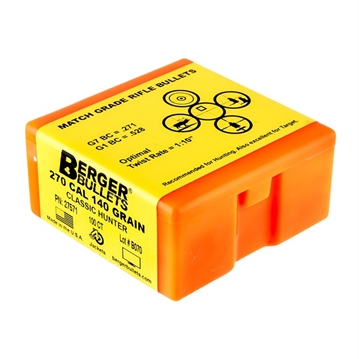 Picture of Berger Match Grade Hunting Bullets CLASSIC HUNTER .270 cal .277" 140 gr 100/ct 27571