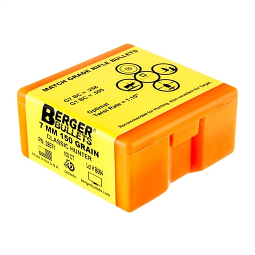 Picture of Berger Match Grade Hunting Bullets CLASSIC HUNTER 7mm .284" 150 gr 100/ct 28571