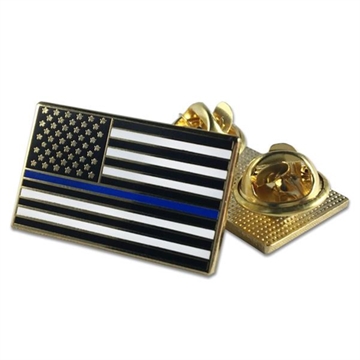 Picture of Thin Blue Line Classic Thin Blue Line American Flag Pin, Double Clutch Backing PIN-CLASSIC