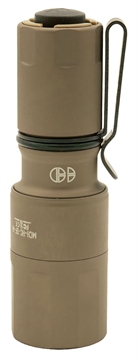 Picture of Cloud Defensive MCH Micro, Mission Configurable Handheld, High Candela, Flashlight, 950 Lumens, Accepts 18350 and CR123A Batteries, Single Output, Aluminum, Anodized Finish, Flat Dark Earth, Includes 18350 Battery, Charger and Pocket Clip MCH 2.0-HC-DF-P-350 FDE CD2007HCDFP350FDE