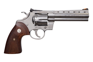 Picture of Colt's Manufacturing Python, Revolver, Double/Single Action, 357 Magnum, 5", Silver, Wood, 6 Rounds, 1:14, Colt Python 5" Stainless Steel, Blade Front/Adjustable Rear, Stainless Steel PYTHON-SP5WTS PYTHONSP5WTS