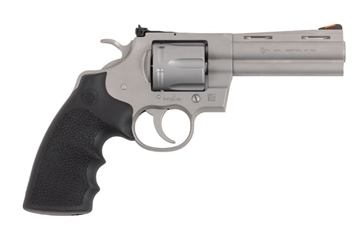 Picture of Colt's Manufacturing Python, Revolver, 357 Magnum, 5" Barrel, Matte Stainless Steel Finish, Hogue Rubber Grip, Adjustable Rear Sight, Red Ramp Front Sight, 6 Rounds PYTHON-SM5RTS