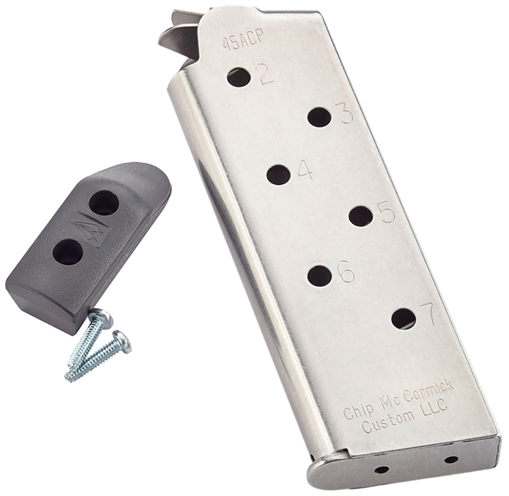 Picture of CMC Products Match Grade Magazine, 45ACP, 7 Rounds, Fits Officer Size 1911, Includes Polymer Base Pad, Stainless M-MG-45CP7-P 14121