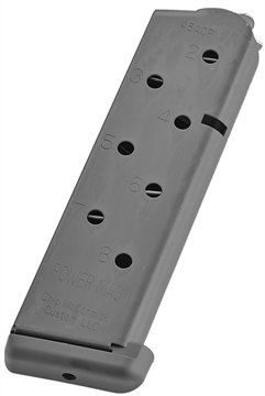 Picture of CMC Products Magazine, Power Mag, 45ACP, 8 Rounds, Fits 1911, Stainless, Black M-PM-45FS8-B 16131C