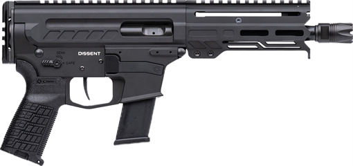 Picture of CMMG Dissent MKG 45 ACP 13+1 6.50" Black Nitride Medium Taper Threaded Barrel, CMMG 5.5" M-LOK Handguards, Black Armor Cerakote Aluminum Picatinny Rail Receiver, CMMG Zeroed Grips 45A4C0FAB