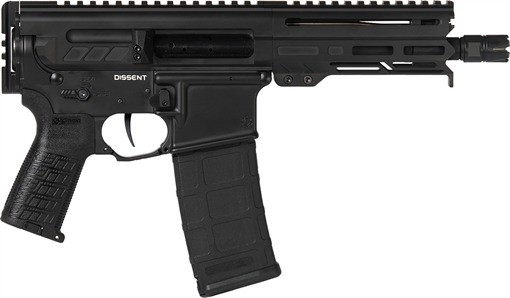 Picture of CMMG Dissent 5.56x45mm NATO 30+1 6.50", Black Cerakote Rec, OEM Grip, Picatinny Buffer Adapter, Zeroed Drop-In Single Stage Trigger 55A938FAB