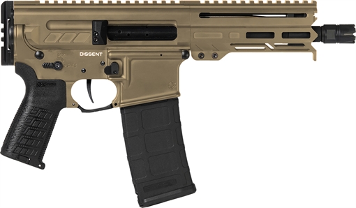 Picture of CMMG Dissent 5.56x45mm NATO 30+1 6.50", Coyote Tan Cerakote Rec, OEM Grip, Picatinny Buffer Adapter, Zeroed Drop-In Single Stage Trigger 55A938FCT